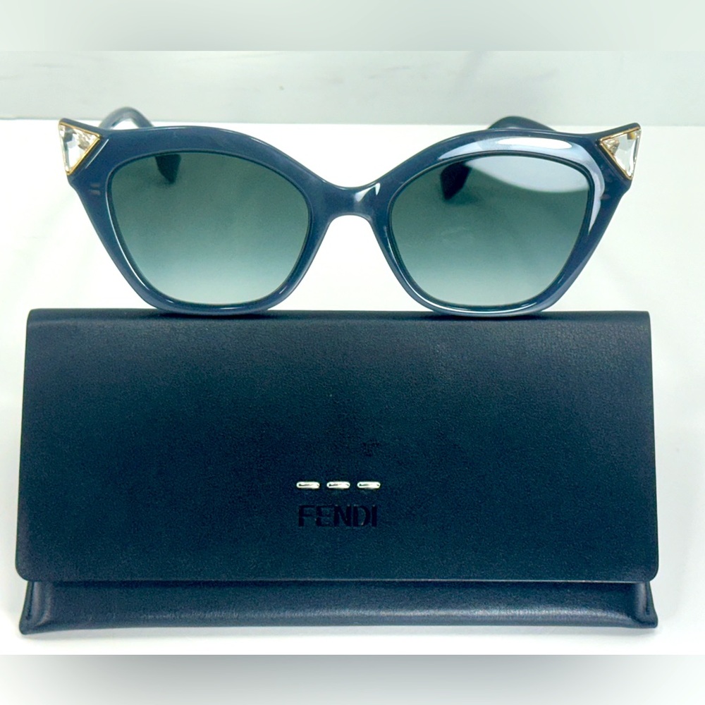 NEW - Fendi FF 0357/G/S Cat Eye Jeweled Sunglasses - Grey Opal/Dark Grey…